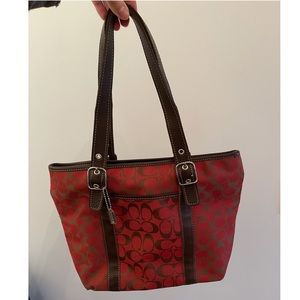 Vintage Red Coach Tote Bag